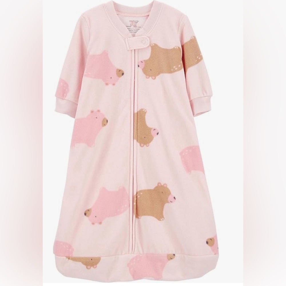 NWT Baby Carter’s Pink Bear Fleece Sleep Bag Size 6-9 months